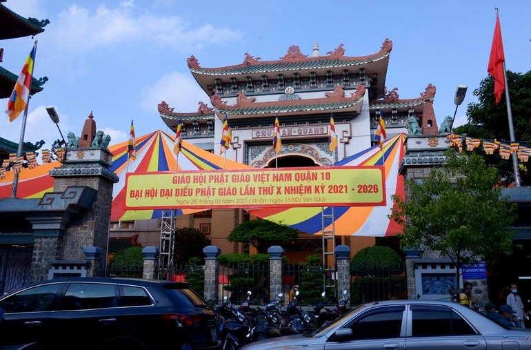 Tổ đình Ấn Quang trong ngày diễn ra Đại hội đại biểu Phật giáo quận 10 lần thứ X, nhiệm kỳ 2021-2026