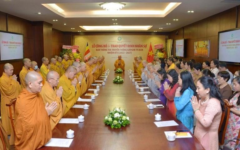 Buổi lễ tổ chức tại phòng họp Việt Nam Quốc Tự - trụ sở của Ban Trị sự GHPGVN TP.HCM - Ảnh: Bảo Toàn