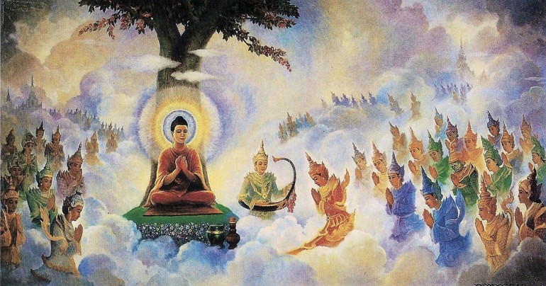 Chư thiên thỉnh Phật thuyết pháp - Tranh PGNN