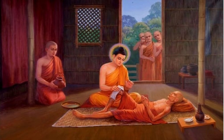 Đức Phật - vị thầy gần gũi - đã tự tay chăm học trò bệnh