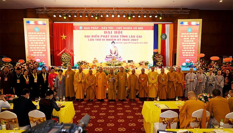 Tân Ban Trị sự GHPGVN tỉnh Lào Cai ra mắt và Hòa thượng Thích Thanh Điện phát biểu nhận nhiệm vụ