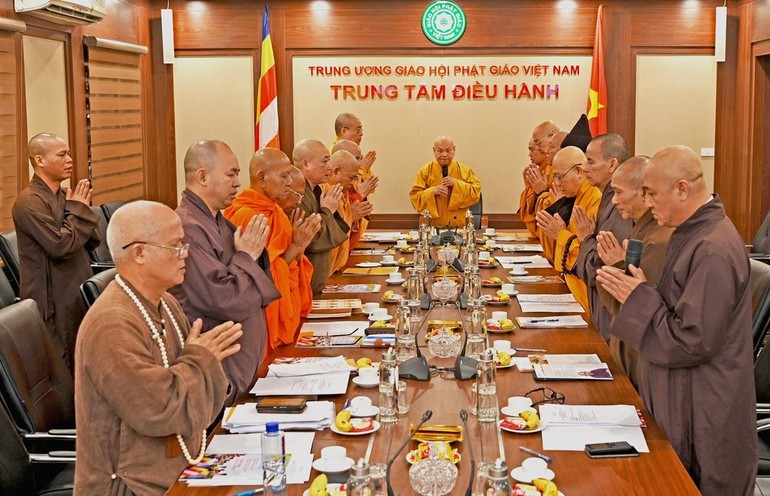 Phiên họp Ban chỉ đạo Đại hội đại biểu Phật giáo toàn quốc lần thứ IX tại Trụ sở Trung ương GHPGVN sáng 23-11-2022 - Ảnh: Tường Long/BGN