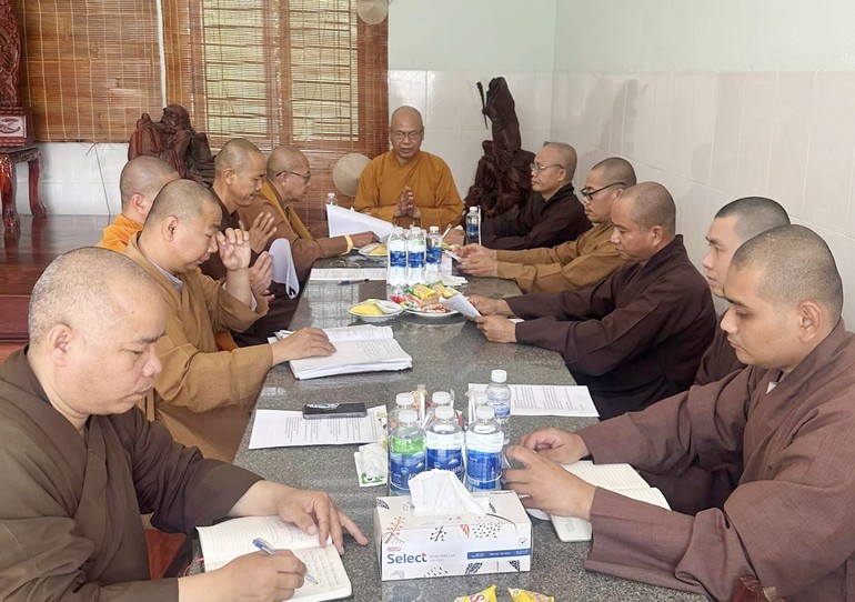 Ban Hoằng pháp Phật giáo tỉnh họp triển khai Phật sự quý II-2023- Ảnh: BHP