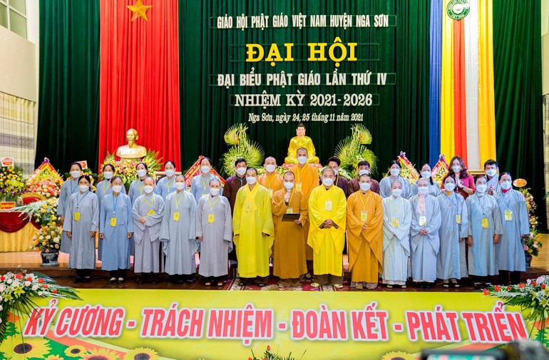 Tân Ban Trị sự Phật giáo huyện Nga Sơn nhiệm kỳ 2021-2026 ra mắt và phát biểu nhận nhiệm vụ tại đại hội