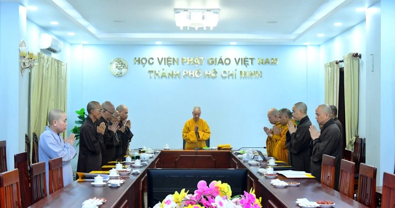 Phiên họp của Hội đồng Điều hành Học viện Phật giáo VN tại TP.HCM sáng 28-9-2023 - Ảnh: Minh Đức