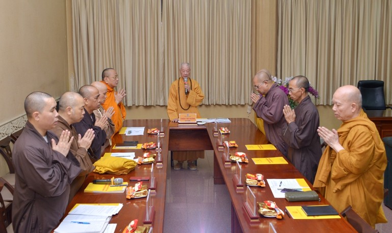 Hội đồng Điều hành Học viện Phật giáo VN tại TP.HCM có phiên họp đầu năm Giáp Thìn tại cơ sở I sáng nay, 1-3-2024 - Ảnh: Bảo Toàn/BGN