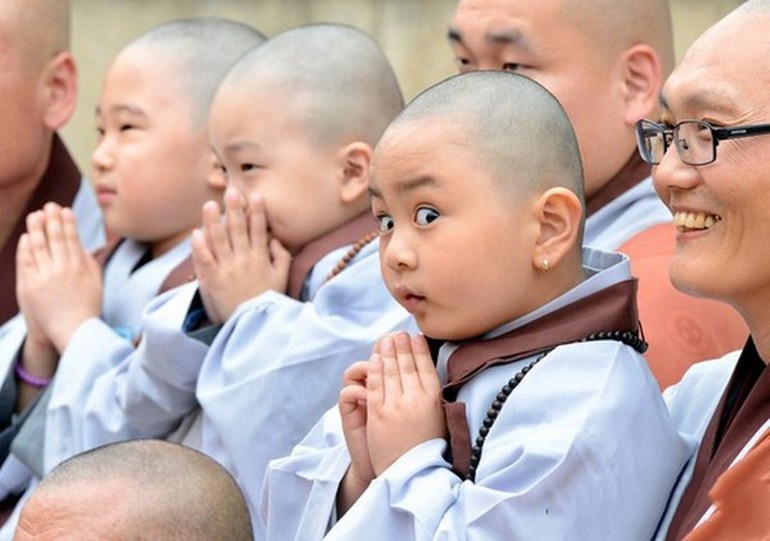 Các cháu nhỏ Hàn Quốc trong khóa "xuất gia gieo duyên" 