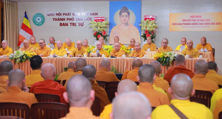 Hội nghị tổng kết Phật sự năm 2023 của Phật giáo TP.Thủ Đức tại Văn phòng Ban Trị sự - chùa Thiên Minh