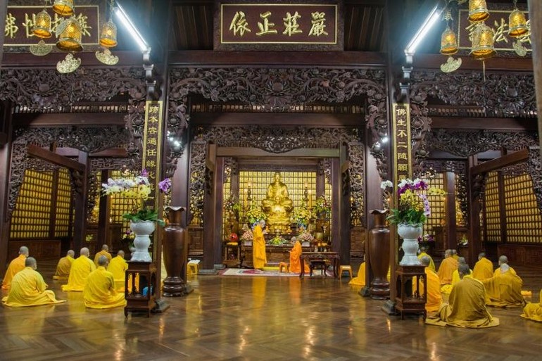 Chư Tăng chùa Sắc tứ Khải Đoan tiến hành lễ tác pháp Tự tứ và giải chế An cư kiết hạ Phật lịch 2565