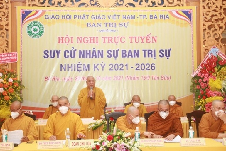 Hòa thượng Thích Quảng Hiển, Trưởng ban Trị sự Phật giáo tỉnh ban đạo từ tại hội nghị trực tuyến