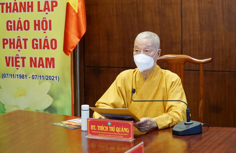 Trưởng lão Hòa thượng Thích Trí Quảng chủ trì buổi họp của Ban Thường trực