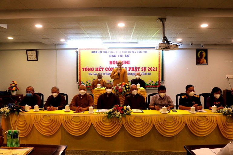 Ban Trị sự GHPGVN huyện Đức Hòa tổ chức hội nghị tổng kết công tác Phật sự năm 2021