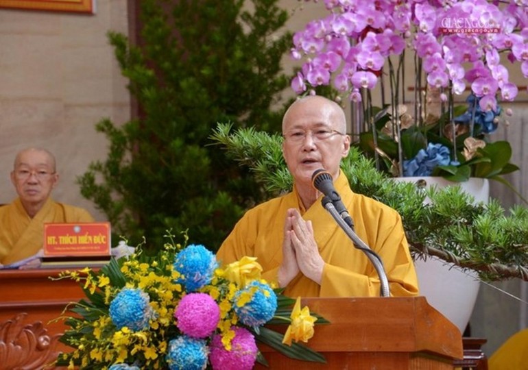  Hòa thượng Thích Chơn Không, Trưởng ban Hướng dẫn Phật tử GHPGVN TP.HCM - Ảnh: B.Toàn