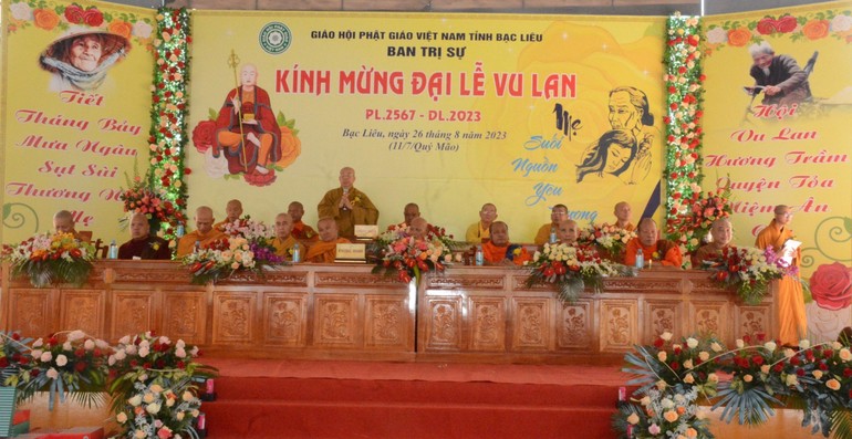 Thượng tọa Thích Giác Nghi phát biểu tại Đại lễ Vu lan - Báo hiếu do Ban Trị sự GHPGVN tỉnh tổ chức
