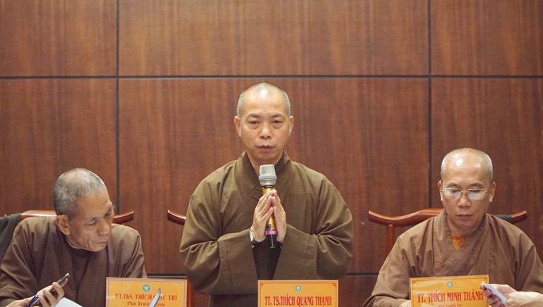 Thượng tọa Thích Quang Thạnh chủ trì buổi họp Thường trực Ban Giáo dục Phật giáo TP.HCM