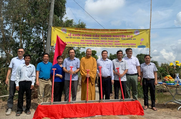 Hội Từ thiện chùa Tuờng Nguyên khởi công xây dựng cầu Tường Nguyên 512 ở xã Thạnh Phước