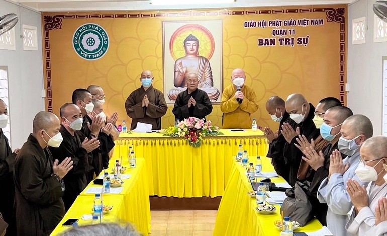 Toàn cảnh phiên họp của Ban Trị sự Phật giáo quận 11 sáng nay