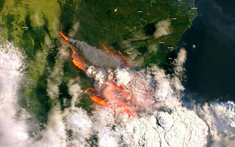 Hình ảnh vệ tinh về vụ cháy rừng ở Úc, năm 2019
