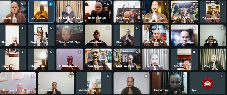 Chư tôn đức Ban Trị sự Phật giáo các huyện, thị, thành dự hội nghị trực tuyến ngày 30-9