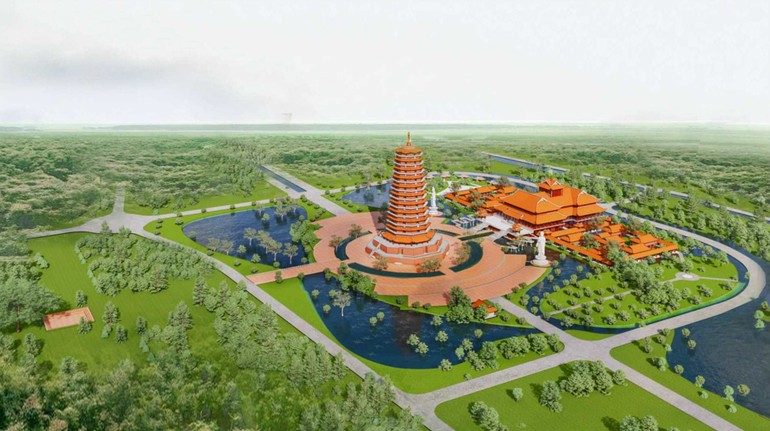 Phối cảnh tổng thể thiền viện Trúc Lâm Tháp Mười tại X.Tân Kiều, H.Tháp Mười, tỉnh Đồng Tháp