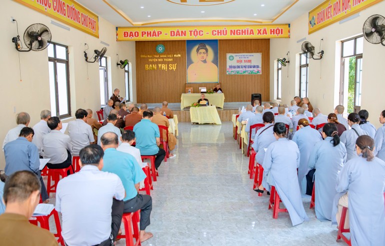 Ban Trị sự GHPGVN H.Núi Thành họp triển khai hoạt động Phật sự tại chùa Minh Tân