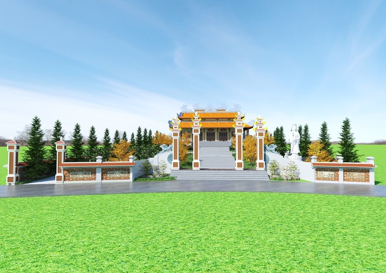 Phối cảnh tổng thể công trình chùa Xuân Lâm (H.Hải Lăng, Quảng Trị)