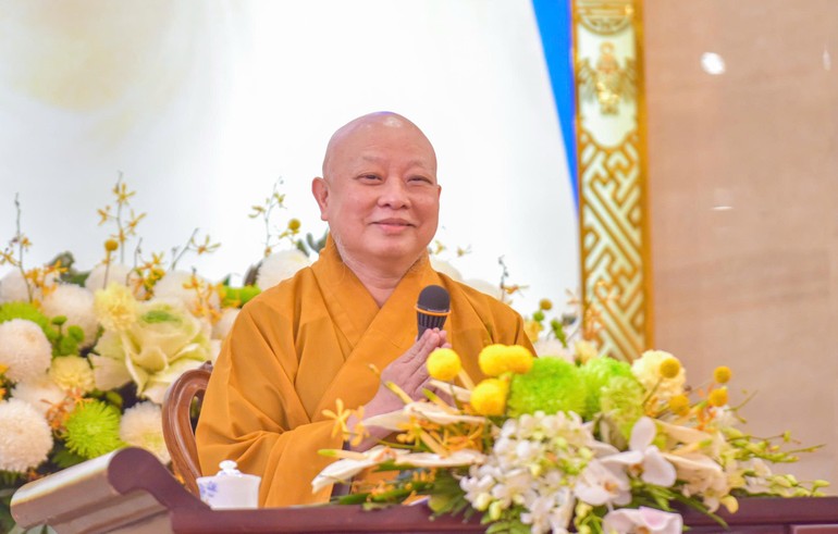 Hòa thượng Thích Lệ Trang chia sẻ chủ đề Nghi lễ Phật giáo - Ảnh: Quảng Đạo/BGN
