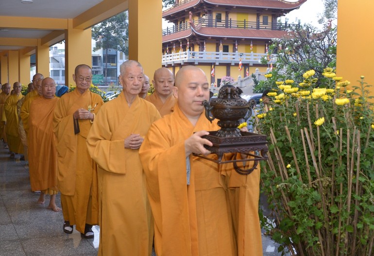 Trưởng lão Hòa thượng Thích Trí Quảng, Đệ tứ Pháp chủ GHPGVN quang lâm Việt Nam Quốc Tự sáng mùng 6 Tết Quý Mão (2023) - Ảnh: Bảo Toàn/BGN