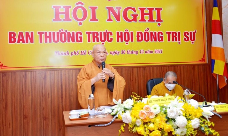 Hòa thượng Thích Thiện Nhơn phát biểu khai mạc Hội nghị Ban Thường trực Hội đồng Trị sự