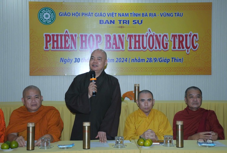 Thượng tọa Thích Thanh Phong lần đầu tiên chủ trì buổi họp Ban Thường trực với vai trò Trưởng ban Trị sự GHPGVN tỉnh BR-VT