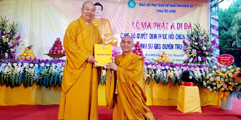 Đại đức Thích Minh Tuấn được chấp thuận về gieo duyên, thực hiện các hoạt động Phật sự tại chùa Trợ Long