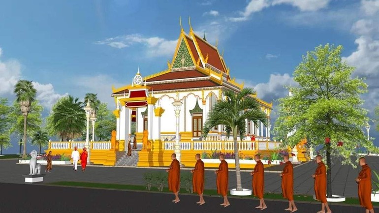 Mô hình chánh điện mới của chùa Kompong Đôn 