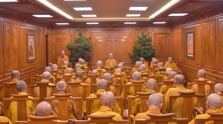 Chư Trưởng lão Hội đồng Chứng minh dự Đại nghị lần thứ III - Ảnh: Quảng Đạo/Báo Giác Ngộ