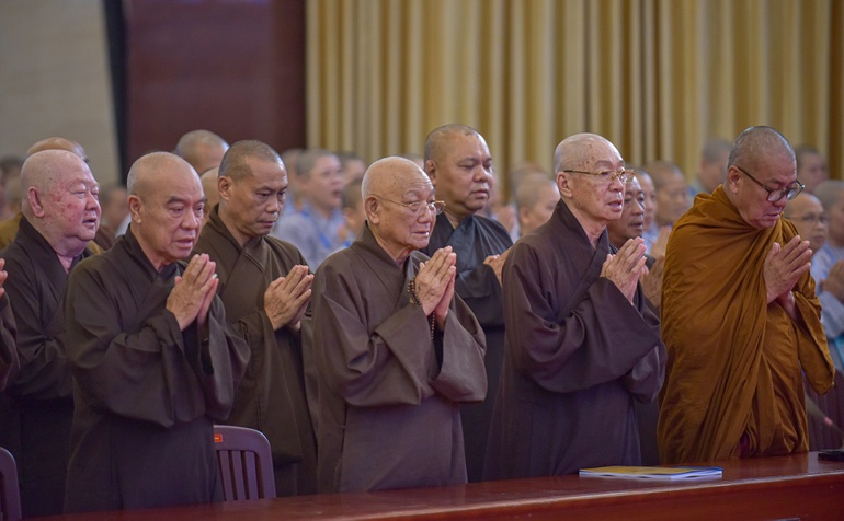 Buổi thảo luận chủ đề “Nghi lễ Phật giáo” với sự tham dự của gần 1.000 Tăng Ni, Phật tử tại TP.HCM - Ảnh: Quảng Đạo/BGN 
