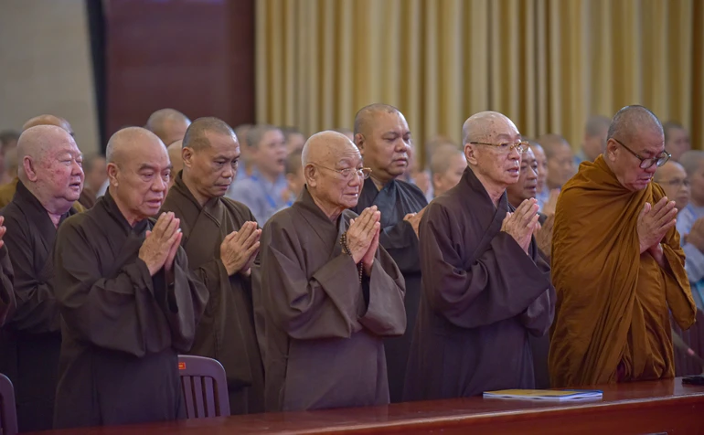 Buổi thảo luận chủ đề “Nghi lễ Phật giáo” với sự tham dự của gần 1.000 Tăng Ni, Phật tử tại TP.HCM - Ảnh: Quảng Đạo/BGN 