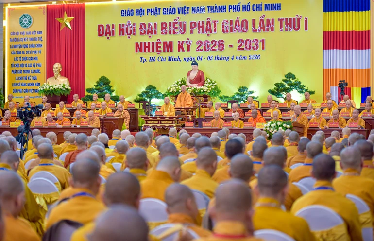 Toàn cảnh Đại hội đại biểu Phật giáo TP.HCM lần thứ I, nhiệm kỳ 2026-2031 diễn ra tại Việt Nam Quốc Tự - Ảnh: Quảng Đạo/BGN