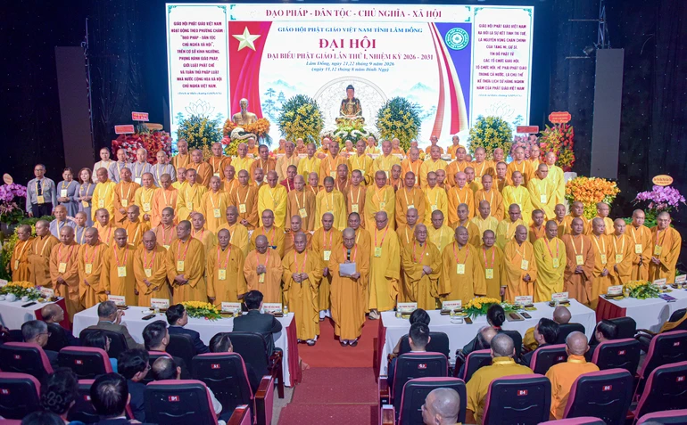 Ban Thường trực Ban Trị sự GHPGVN tỉnh Lâm Đồng, nhiệm kỳ 2026-2031 ra mắt - Ảnh: Quảng Đạo/BGN