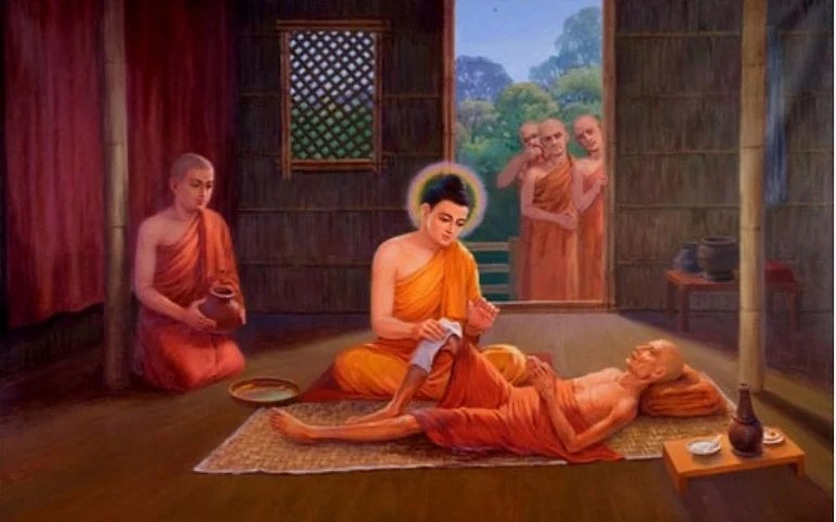 Đức Phật - vị thầy gần gũi - đã tự tay chăm học trò bệnh