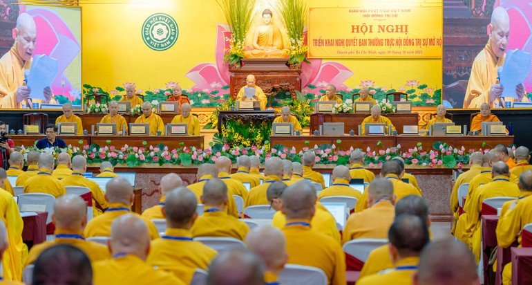 Hội nghị Ban Thường trực Hội đồng Trị sự GHPGVN mở rộng quyết định Đại hội đại biểu Phật giáo các tỉnh, thành phố và toàn quốc diễn ra sớm, trong năm 2026 - Ảnh: Đăng Huy