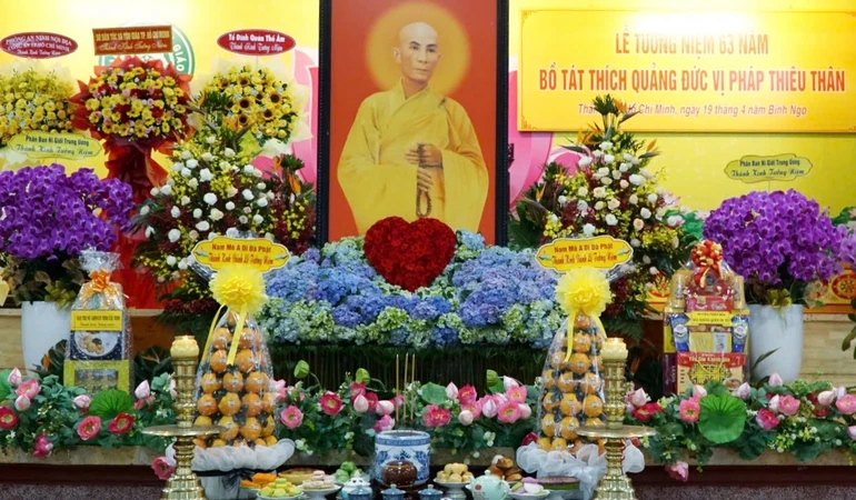 Di ảnh Bồ-tát Thích Quảng Đức tôn trí tại thiền viện Quảng Đức - Ảnh: Bảo Toàn/BGN