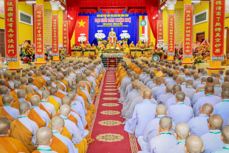 Quang cảnh Lễ khai mạc Đại giới đàn Thiện Huệ Phật lịch 2569 do Ban Trị sự GHPGVN tỉnh Đồng Tháp tổ chức tại chùa Phước Hưng (TP.Sa Đéc)