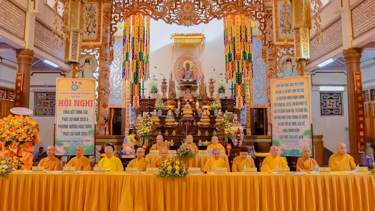 Hội nghị tổng kết công tác Phật sự năm 2025 của Ban Trị sự GHPGVN tỉnh Khánh Hòa diễn ra tại chùa Long Sơn - P.Tây Nha Trang