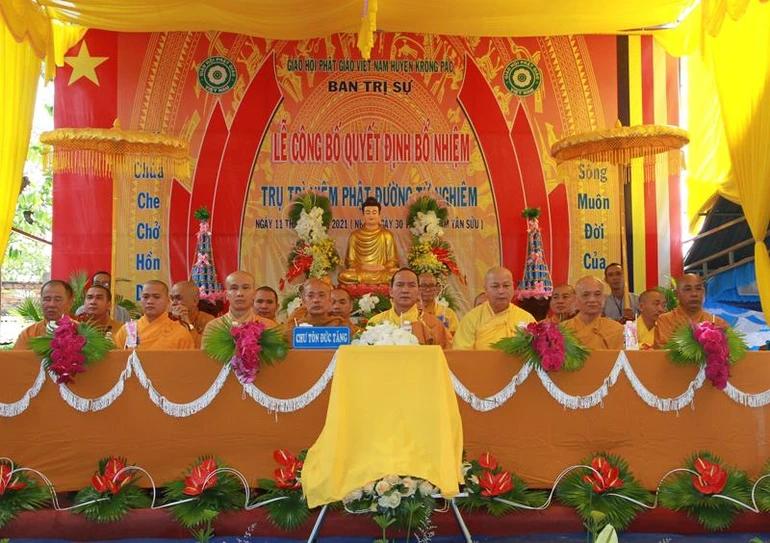 Ban Trị sự GHPGVN huyện Krông Pắc tổ chức lễ công bố quyết định bổ nhiệm niệm Phật đường Từ Nghiêm