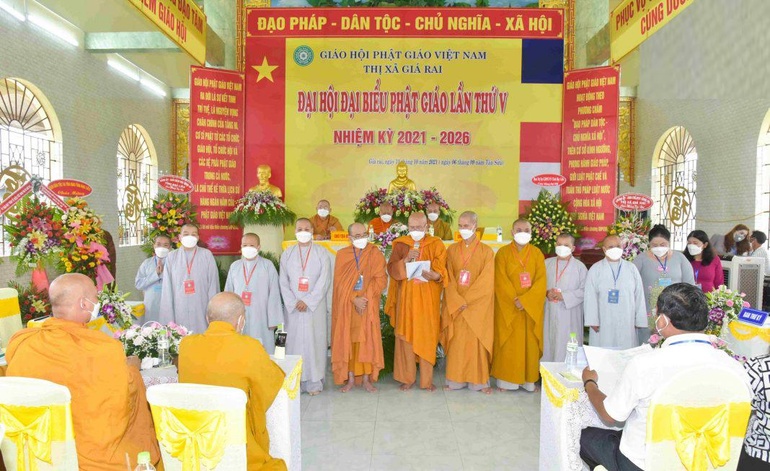 Tân Ban Trị sự Phật giáo thị xã Giá Rai nhiệm kỳ 2021-2026 ra mắt đại hội