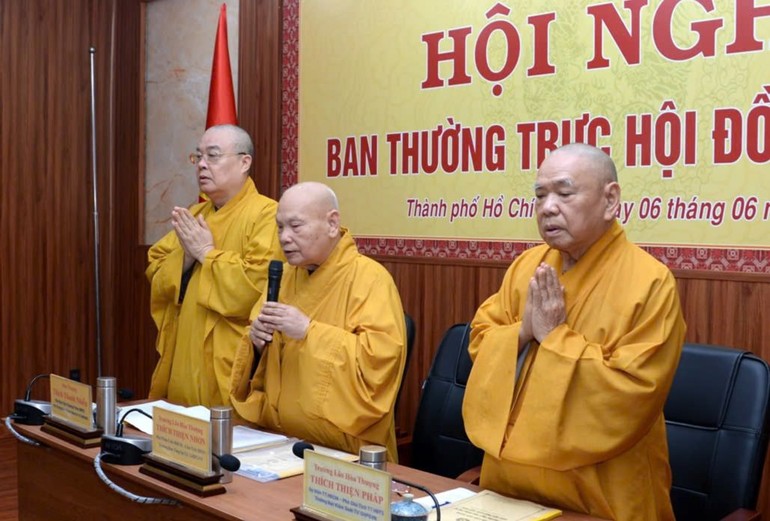 Trưởng lão Hòa thượng Thích Thiện Nhơn làm Trưởng ban Chỉ đạo Trung ương về công tác sáp nhập Ban Trị sự GHPGVN tỉnh, thành - Ảnh: Bảo Toàn/BGN