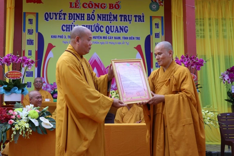 Thượng tọa Thích Trí Thọ quyết định bổ nhiệm trụ trì chùa Phước Quang đến Thượng tọa Thích Minh Mẫn