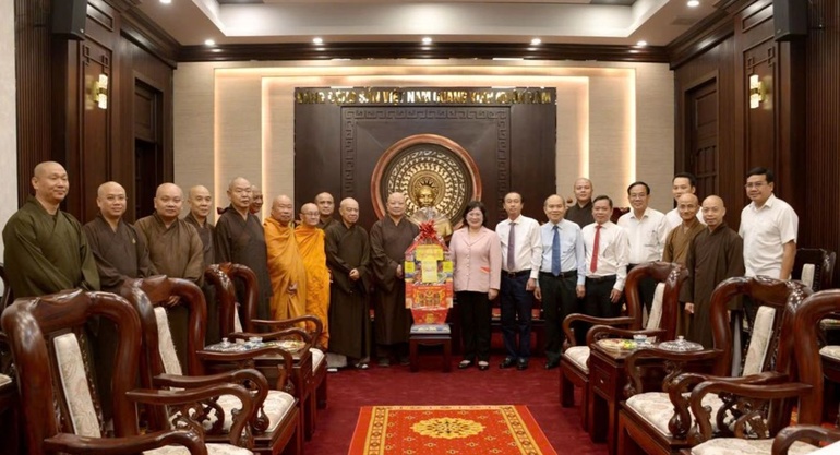 Ban Trị sự GHPGVN TP.HCM thăm và chúc Tết lãnh đạo Thành ủy TP.HCM - Ảnh: Bảo Toàn/BGN