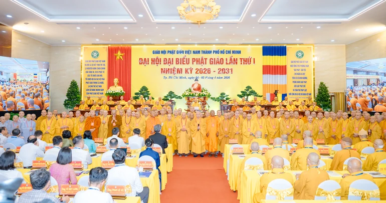 Ra mắt nhân sự Ban Trị sự Phật giáo TP.HCM nhiệm kỳ I (2026-2031) - Ảnh: Đăng Huy
