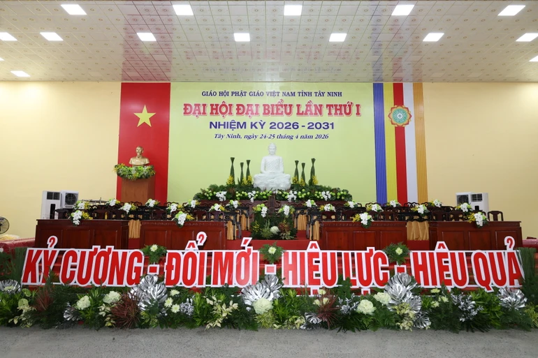 Đại hội đại biểu GHPGVN tỉnh Tây Ninh lần thứ I diễn ra tại Trụ sở Ban Trị sự - chùa Pháp Minh - Ảnh: Ban TT-TT Phật giáo tỉnh Tây Ninh