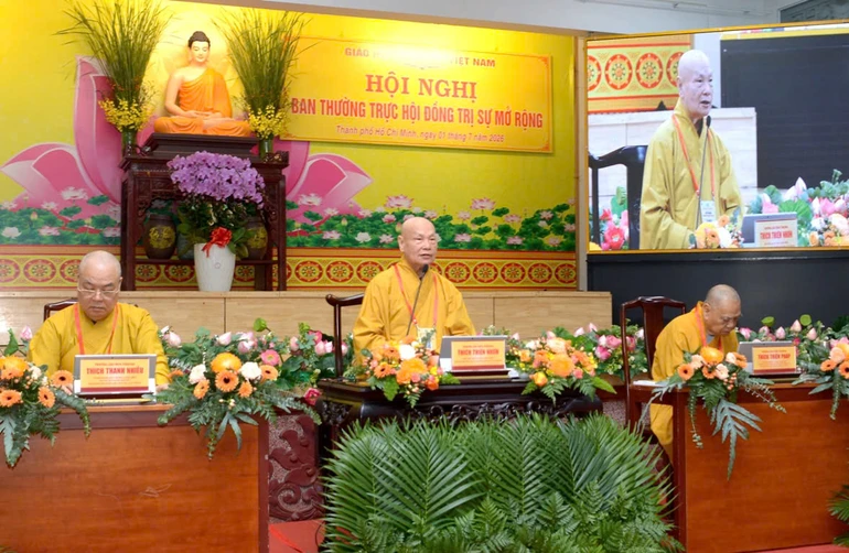 Trưởng lão Hòa thượng Thích Thiện Nhơn phát biểu khai mạc hội nghị - Ảnh: Bảo Toàn/BGN